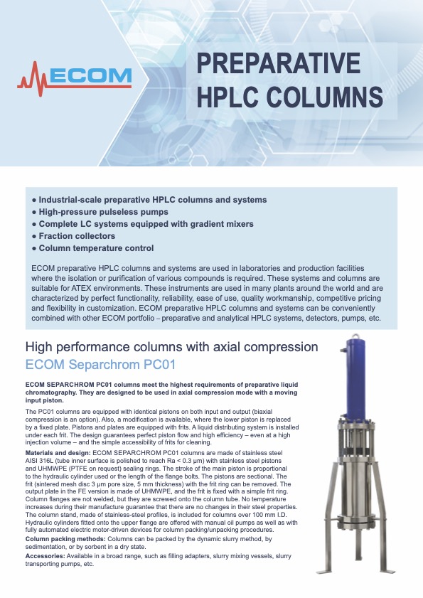 ECOM Preparative Columns Leaflet – English